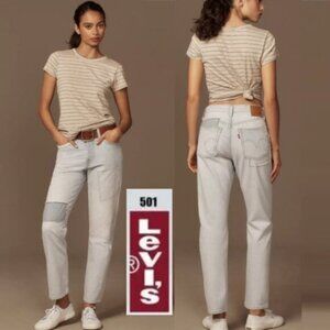 LEVI'S 501 Jeans Crop Light Wash Patchwork High-Rise Straight-Leg Jeans …